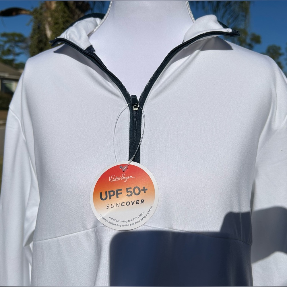 NWT🌷Walter Hagen Lightweight White 1/4 Zip with UPF 50+